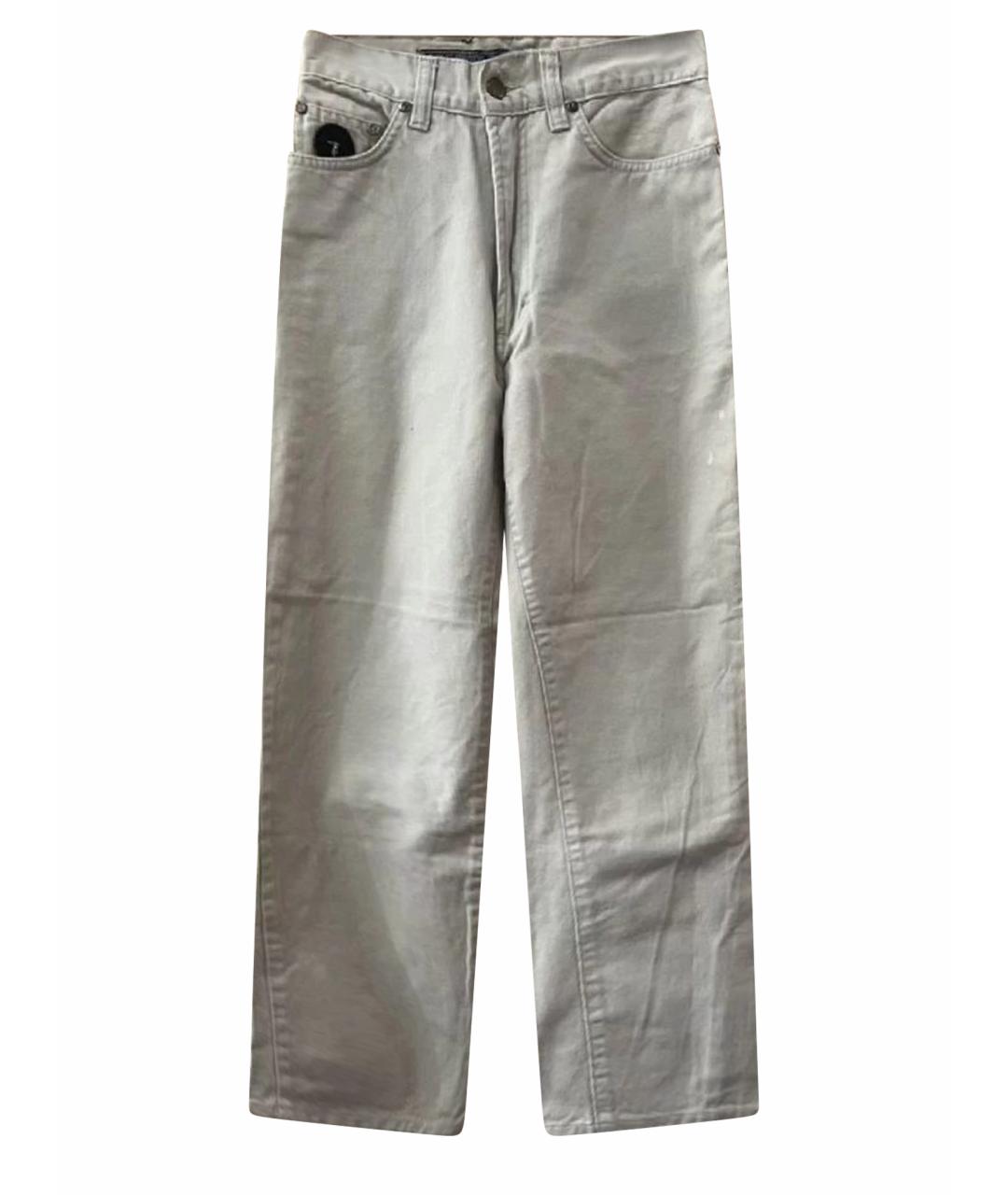 TRUSSARDI Бежевые хлопковые прямые джинсы, фото 1