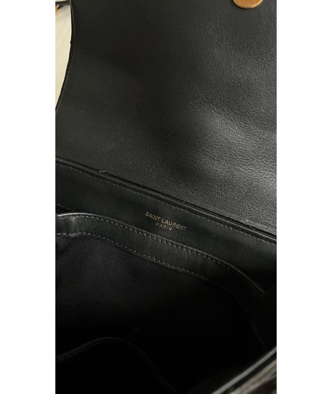 SAINT LAURENT Черная сумка через плечо из лакированной кожи, фото 7