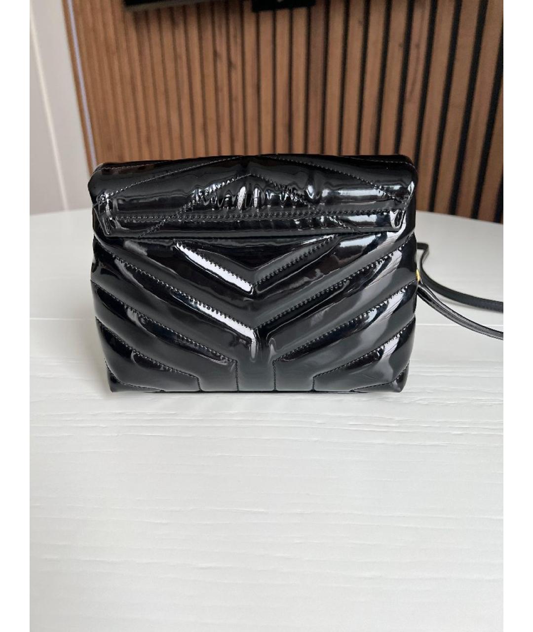 SAINT LAURENT Черная сумка через плечо из лакированной кожи, фото 3
