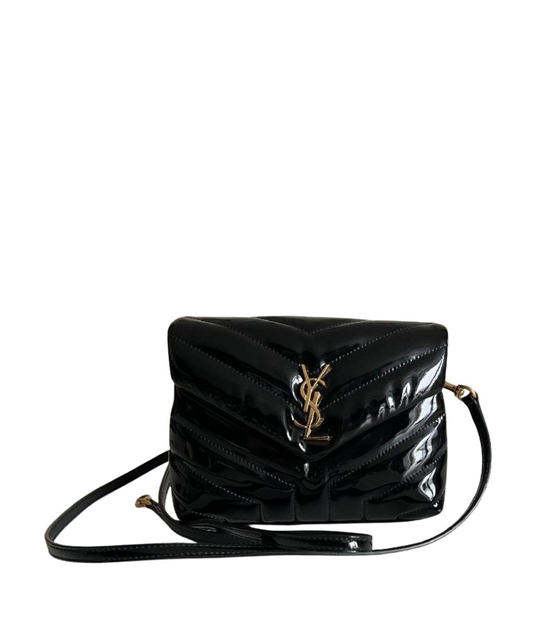 SAINT LAURENT Черная сумка через плечо из лакированной кожи, фото 1