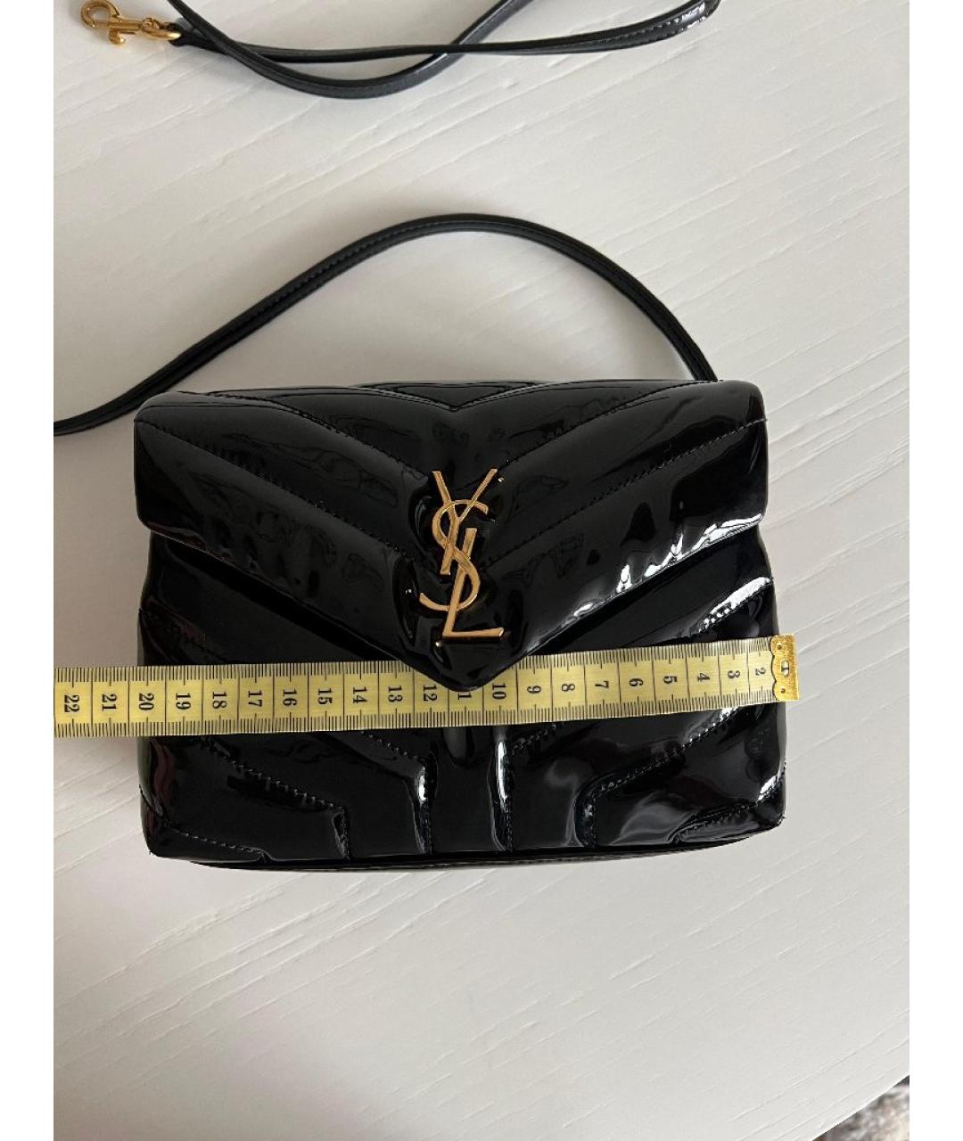 SAINT LAURENT Черная сумка через плечо из лакированной кожи, фото 8