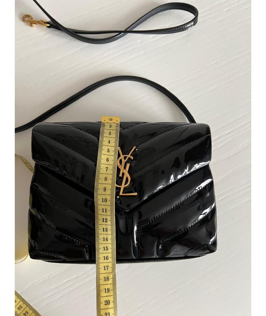 SAINT LAURENT Черная сумка через плечо из лакированной кожи, фото 9