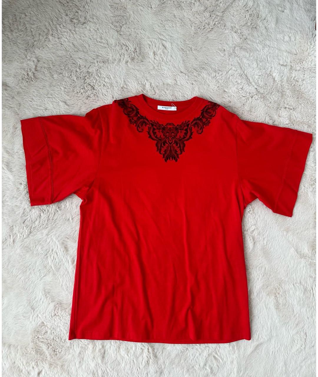 GIVENCHY Красная хлопковая футболка, фото 2