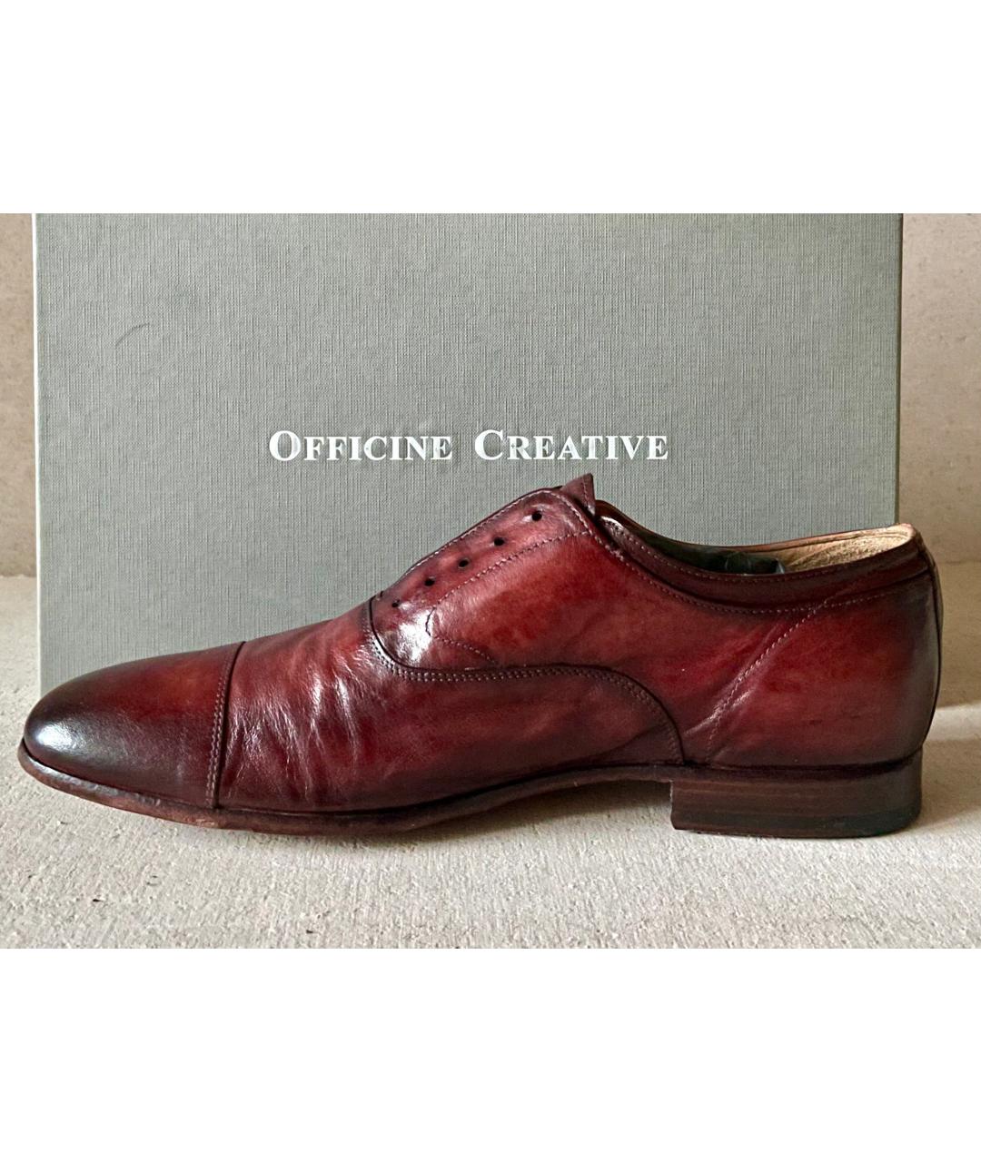 OFFICINE CREATIVE Бордовые кожаные туфли, фото 7
