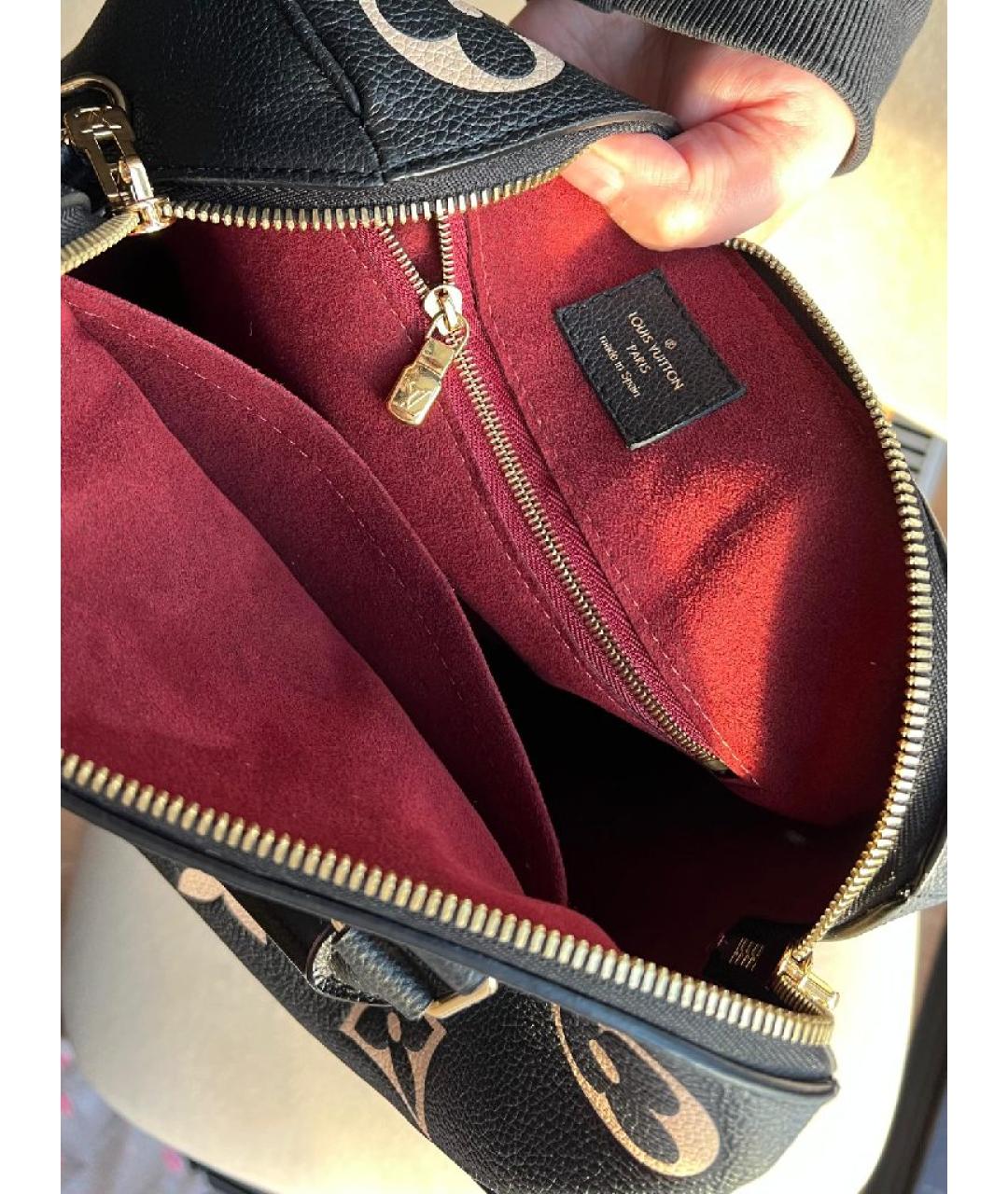 LOUIS VUITTON Черная кожаная сумка с короткими ручками, фото 4