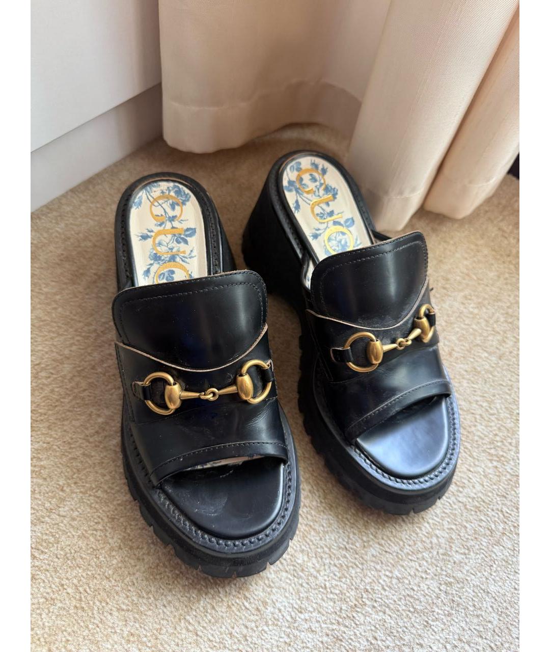 GUCCI Черные кожаные сабо, фото 2