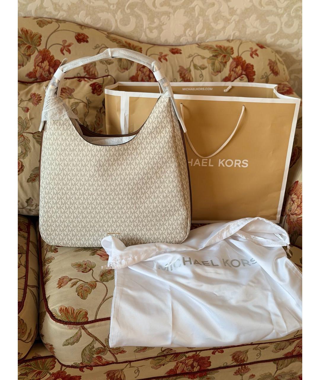 MICHAEL KORS Бежевая кожаная сумка тоут, фото 8