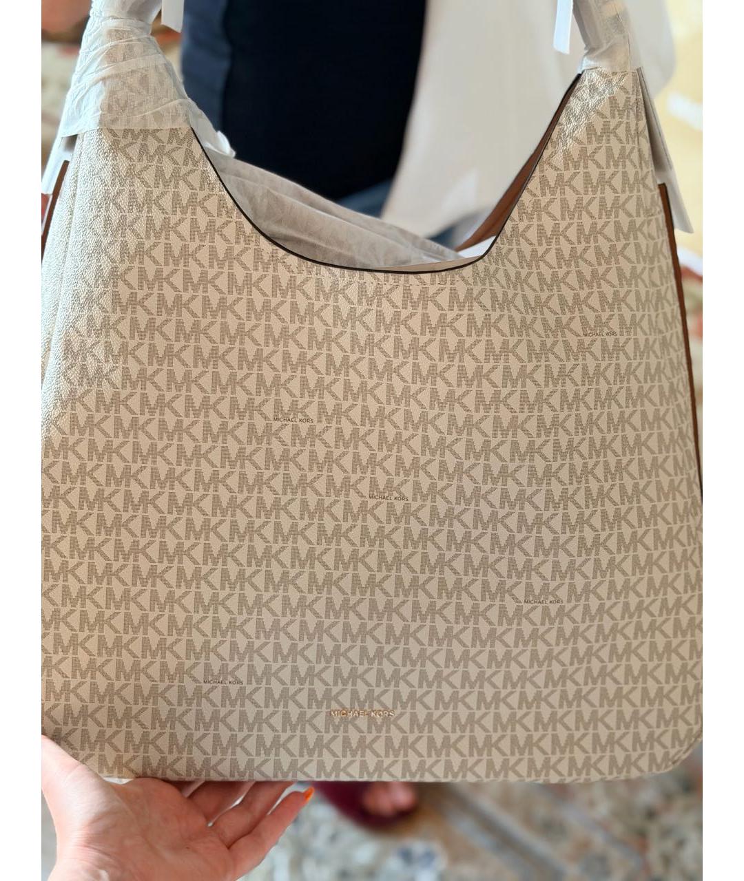 MICHAEL KORS Бежевая кожаная сумка тоут, фото 2