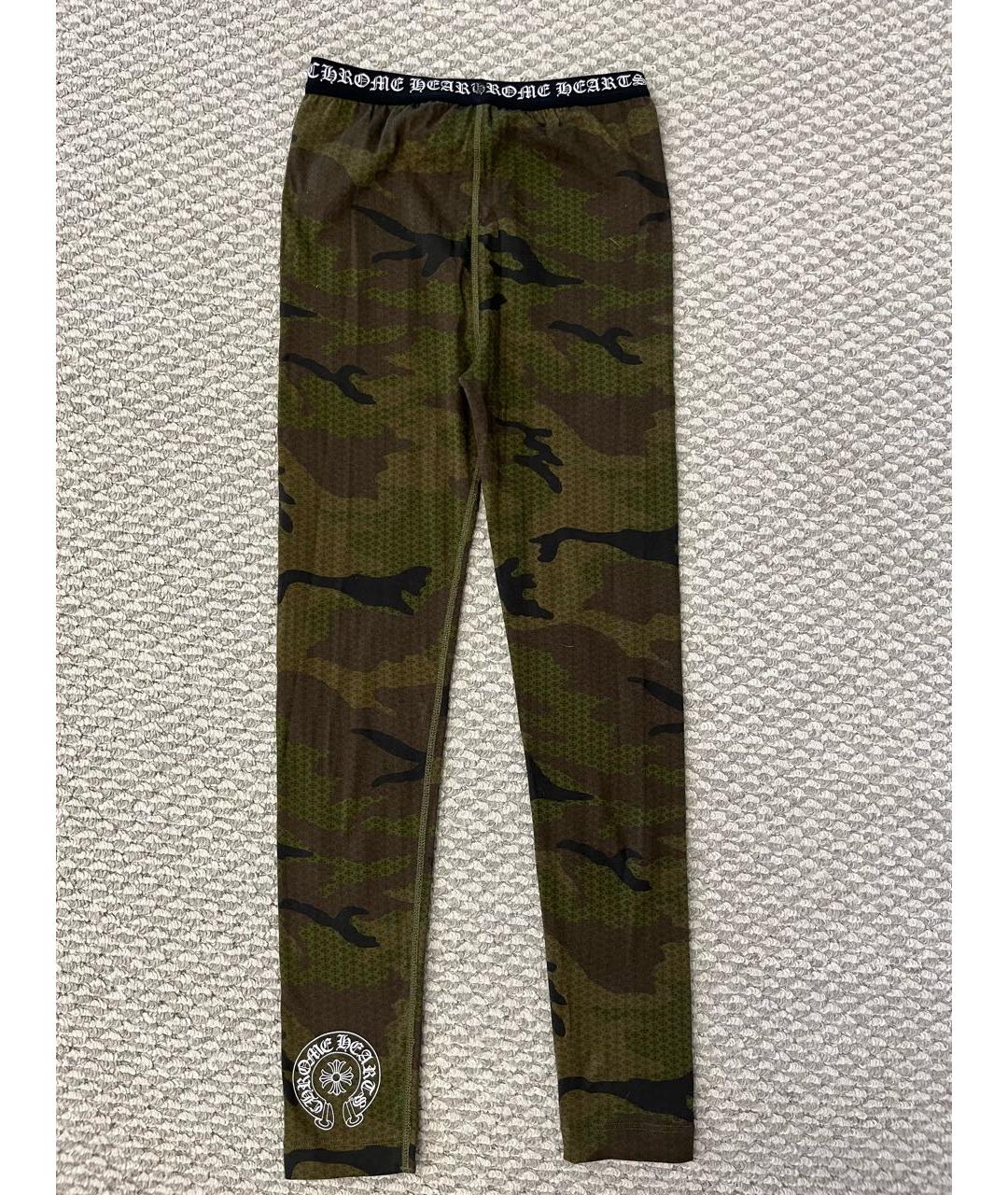 CHROME HEARTS Хаки хлопковые леггинсы и велосипедки, фото 2