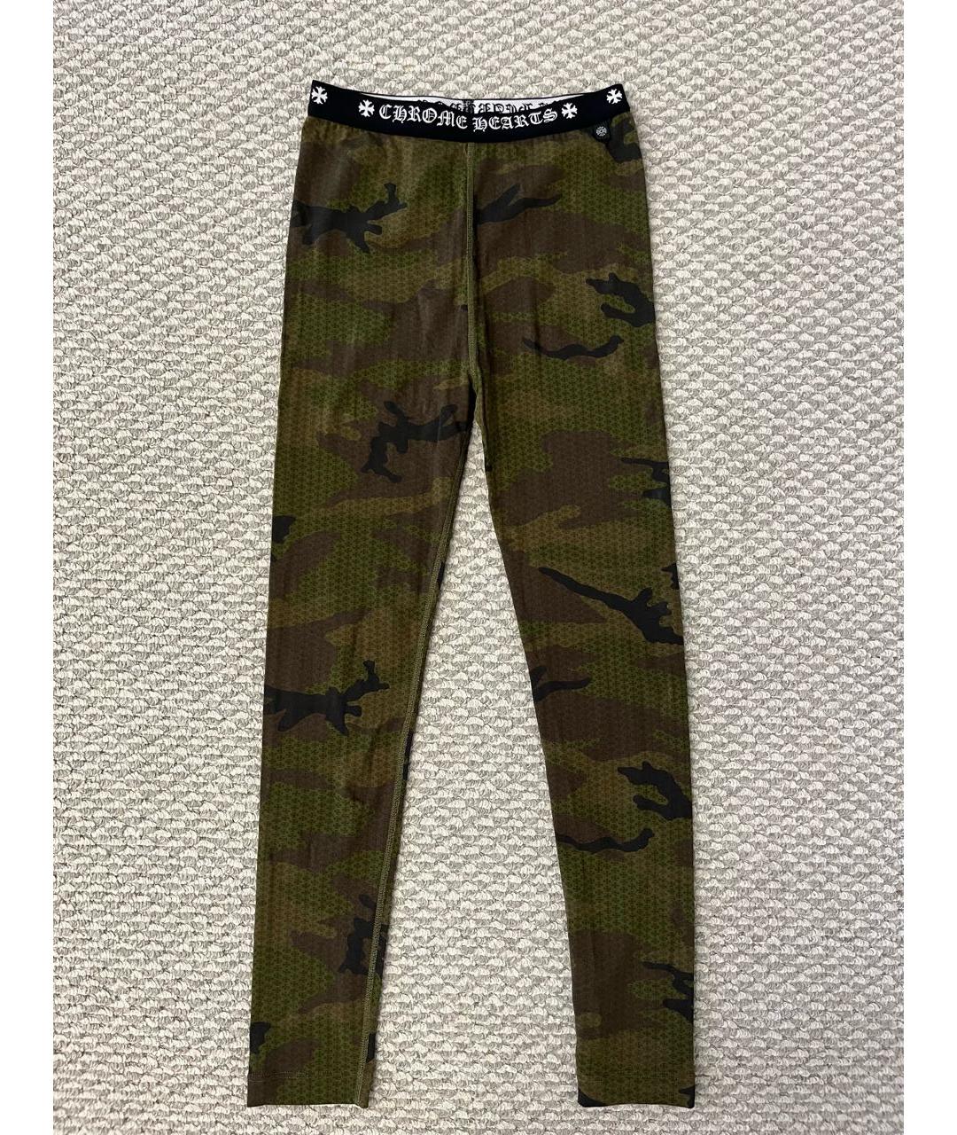 CHROME HEARTS Хаки хлопковые леггинсы и велосипедки, фото 5