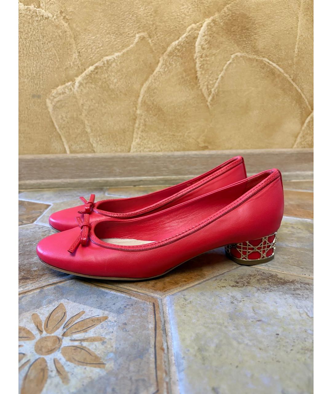 CHRISTIAN DIOR Коралловые кожаные туфли, фото 9