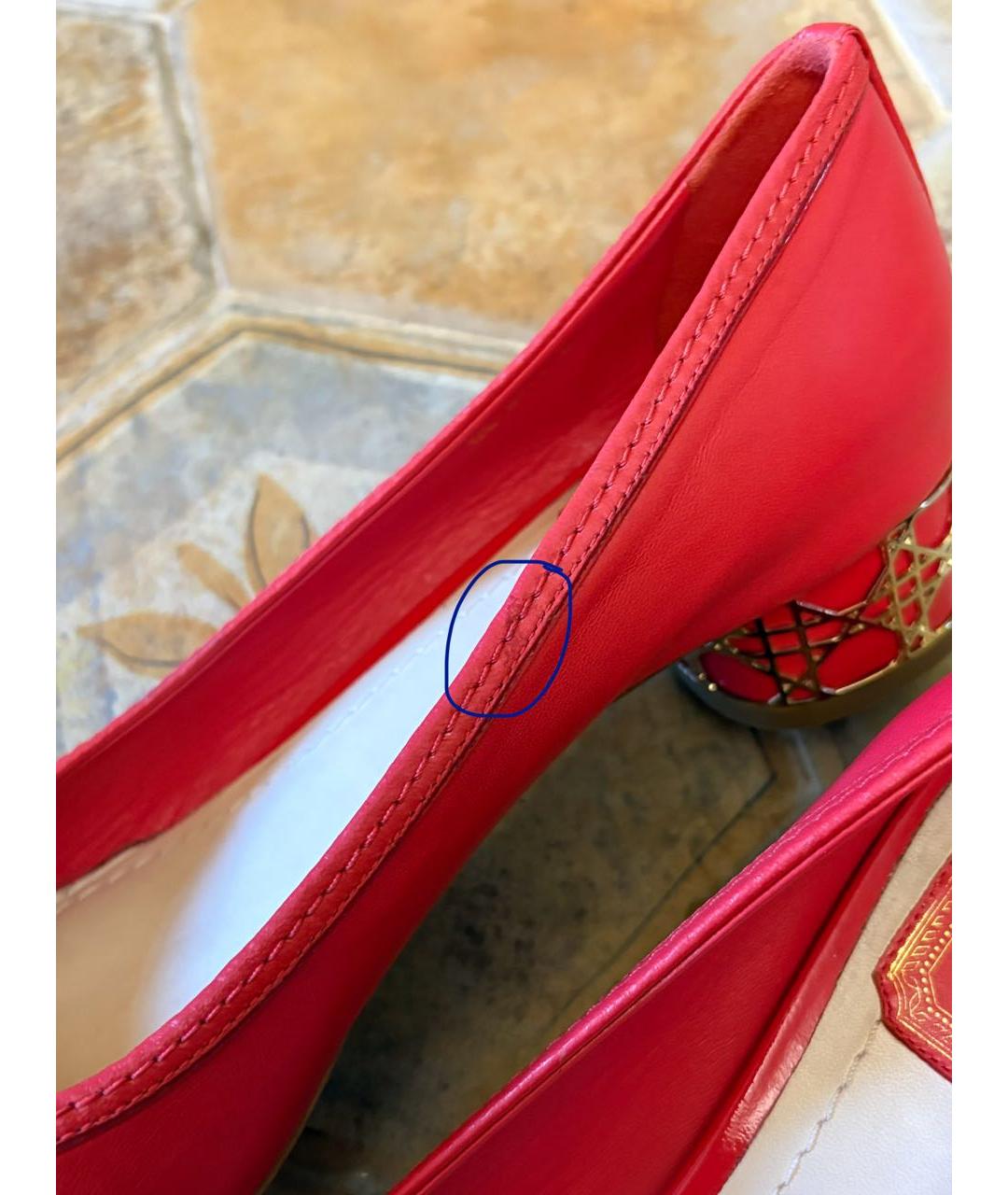 CHRISTIAN DIOR Коралловые кожаные туфли, фото 8