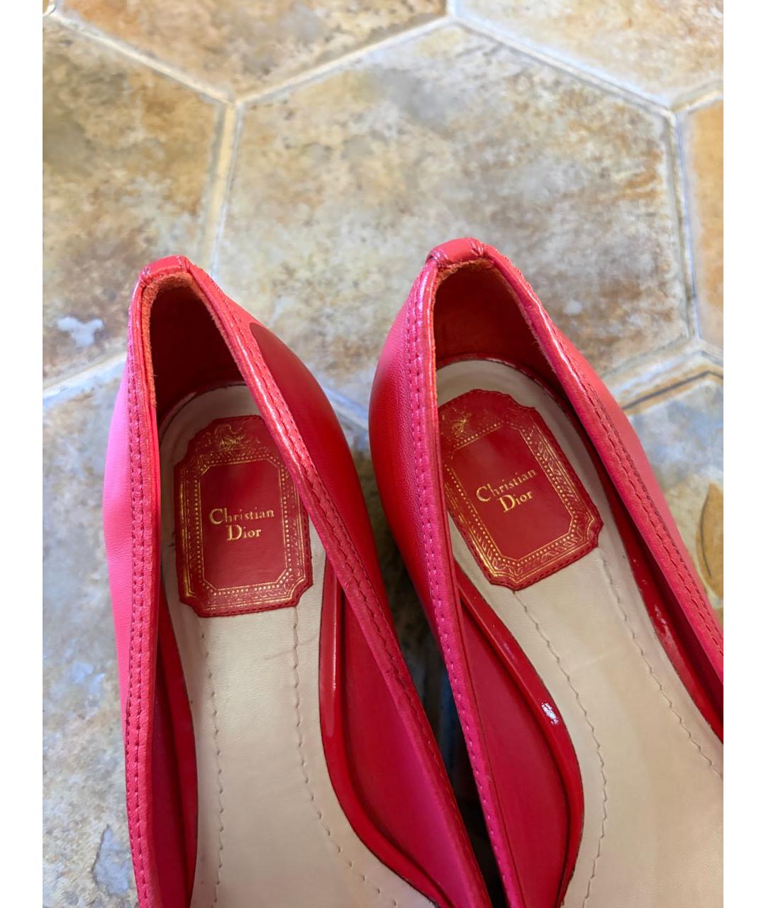 CHRISTIAN DIOR Коралловые кожаные туфли, фото 7