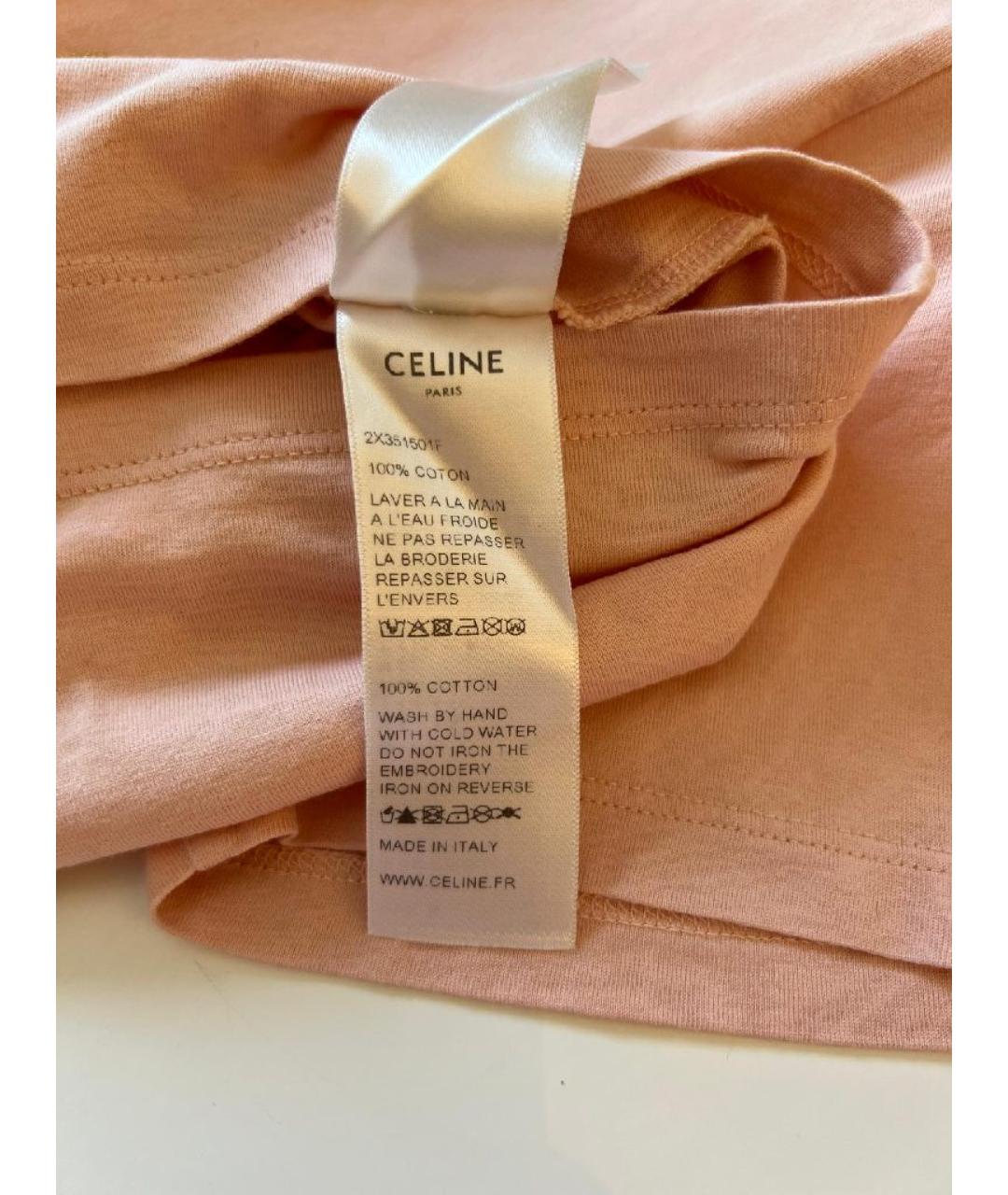 CELINE Коралловая хлопковая футболка, фото 5