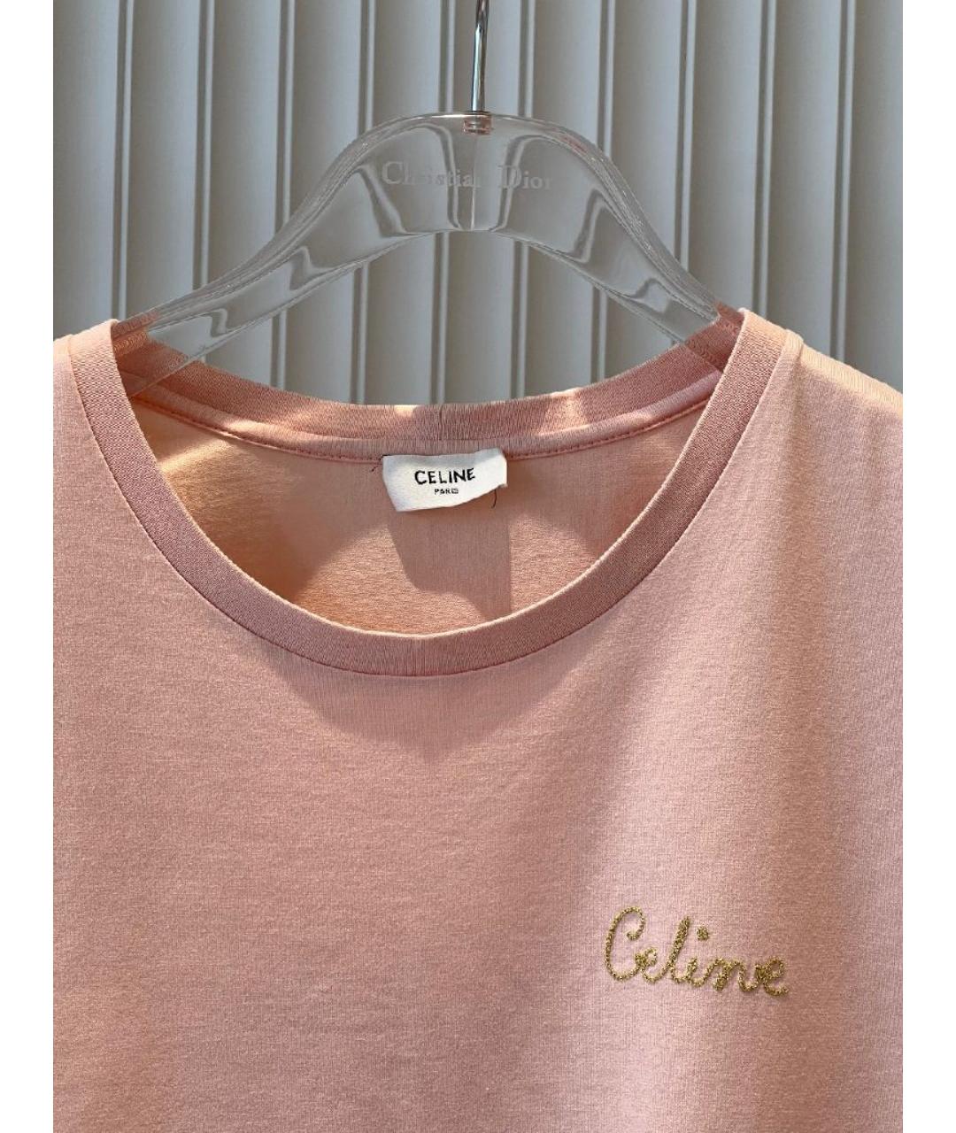CELINE Коралловая хлопковая футболка, фото 3