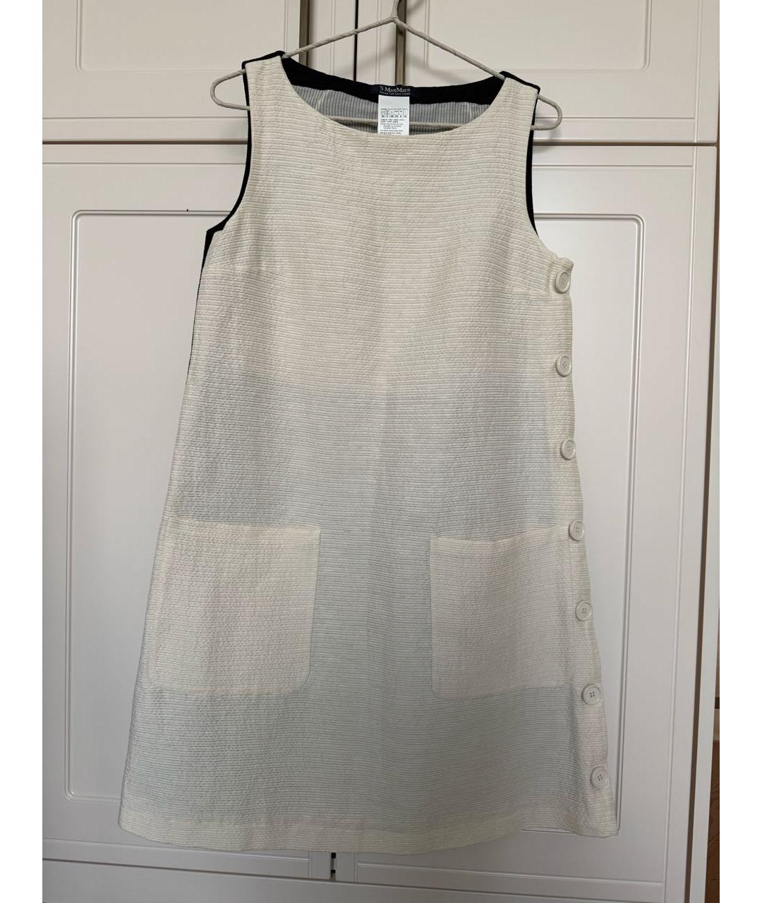 'S MAX MARA Белое хлопковое повседневное платье, фото 4