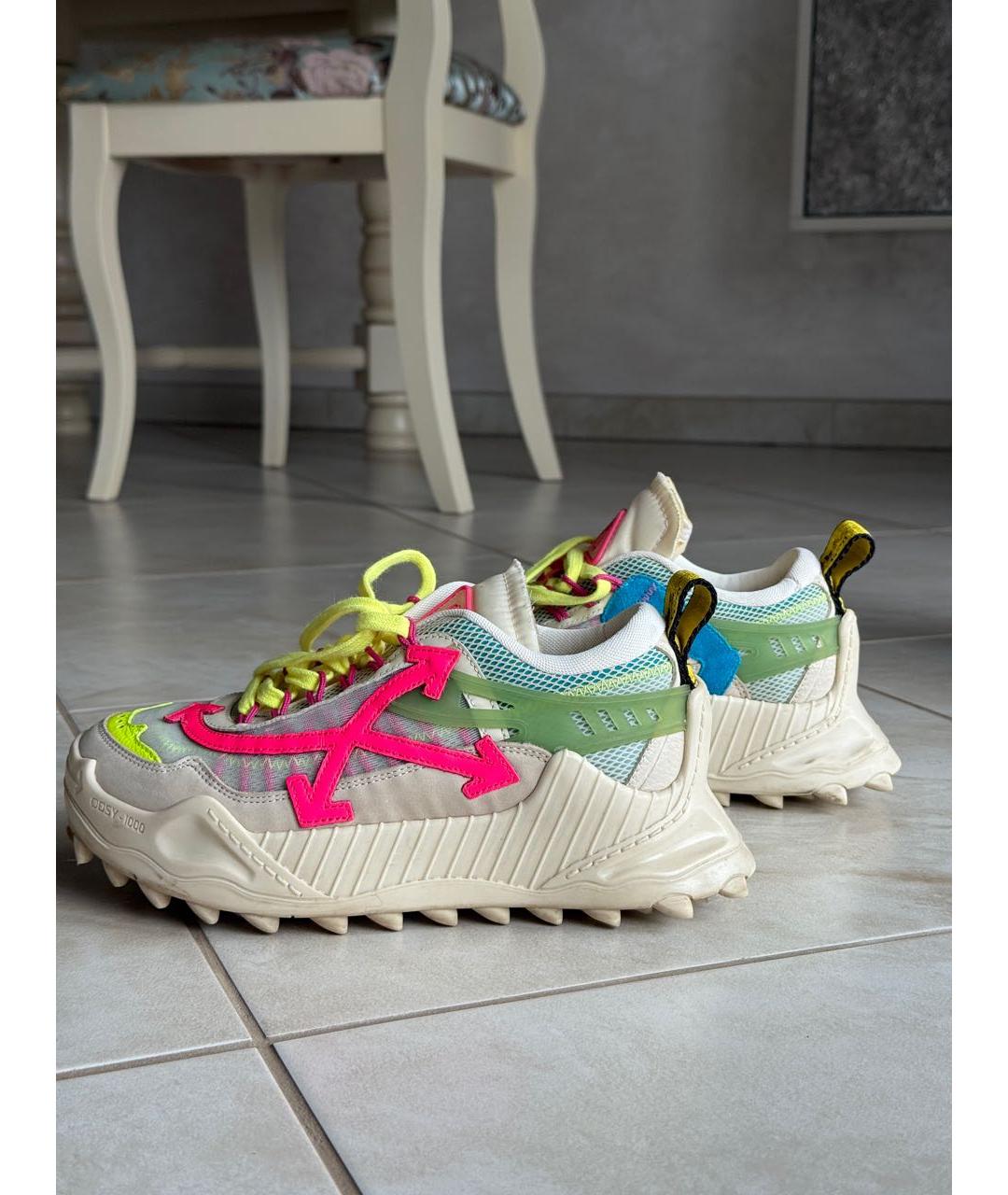 OFF-WHITE Бежевые текстильные кроссовки, фото 5