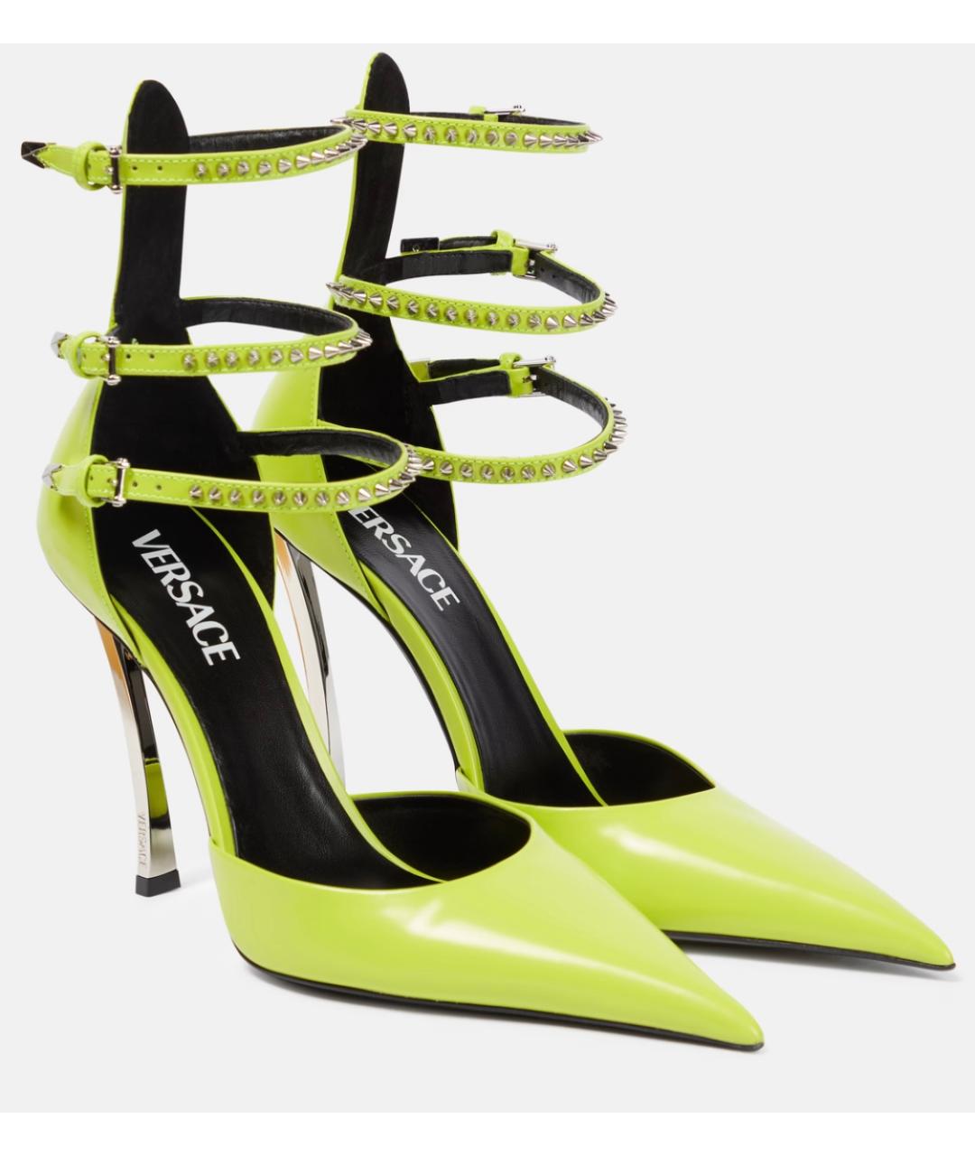 VERSACE Салатовые кожаные туфли, фото 6