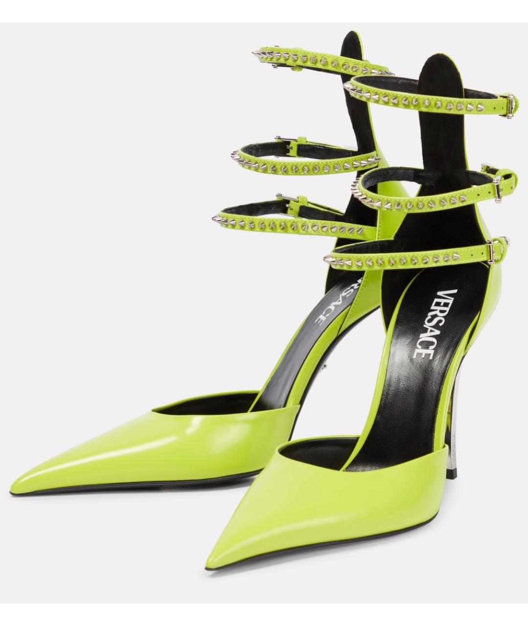 VERSACE Салатовые кожаные туфли, фото 7