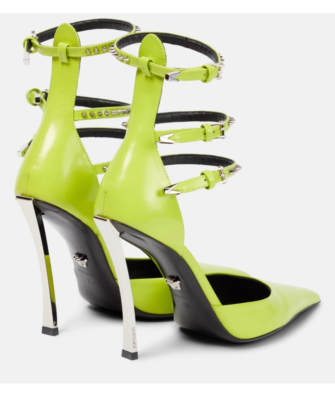 VERSACE Салатовые кожаные туфли, фото 8