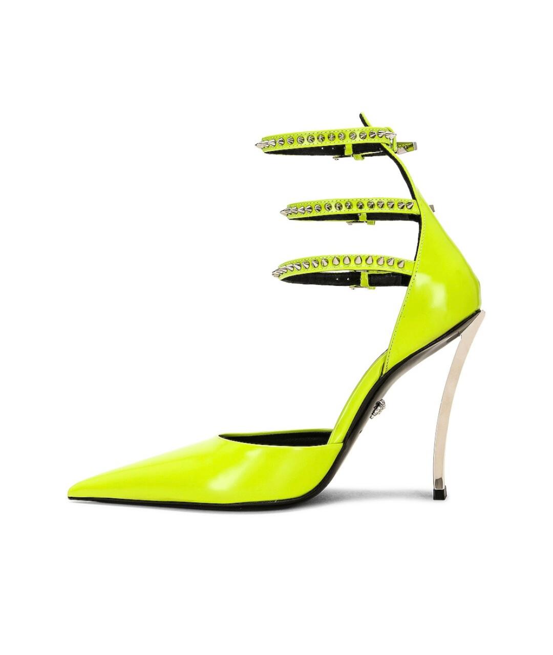VERSACE Салатовые кожаные туфли, фото 4