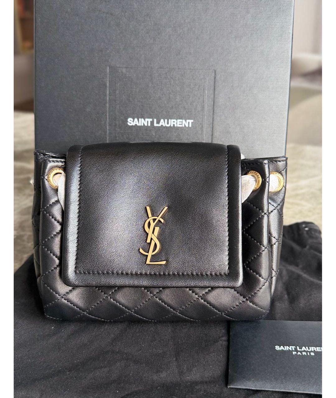 SAINT LAURENT Черная кожаная сумка через плечо, фото 2