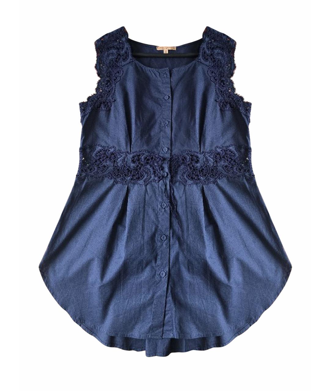ERMANNO SCERVINO Темно-синяя хлопковая блузы, фото 1
