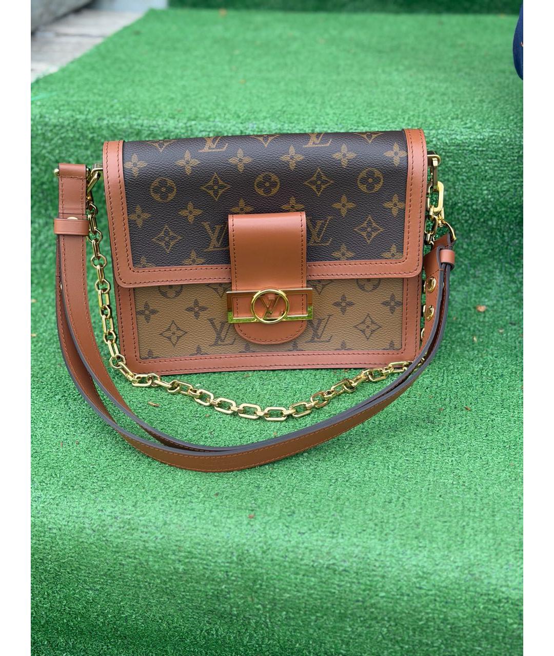 LOUIS VUITTON Коричневая кожаная сумка через плечо, фото 4