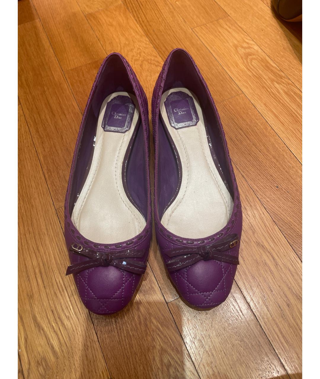 CHRISTIAN DIOR Фиолетовые кожаные балетки, фото 2