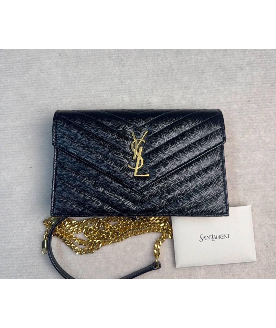 SAINT LAURENT Черная кожаная сумка через плечо, фото 3