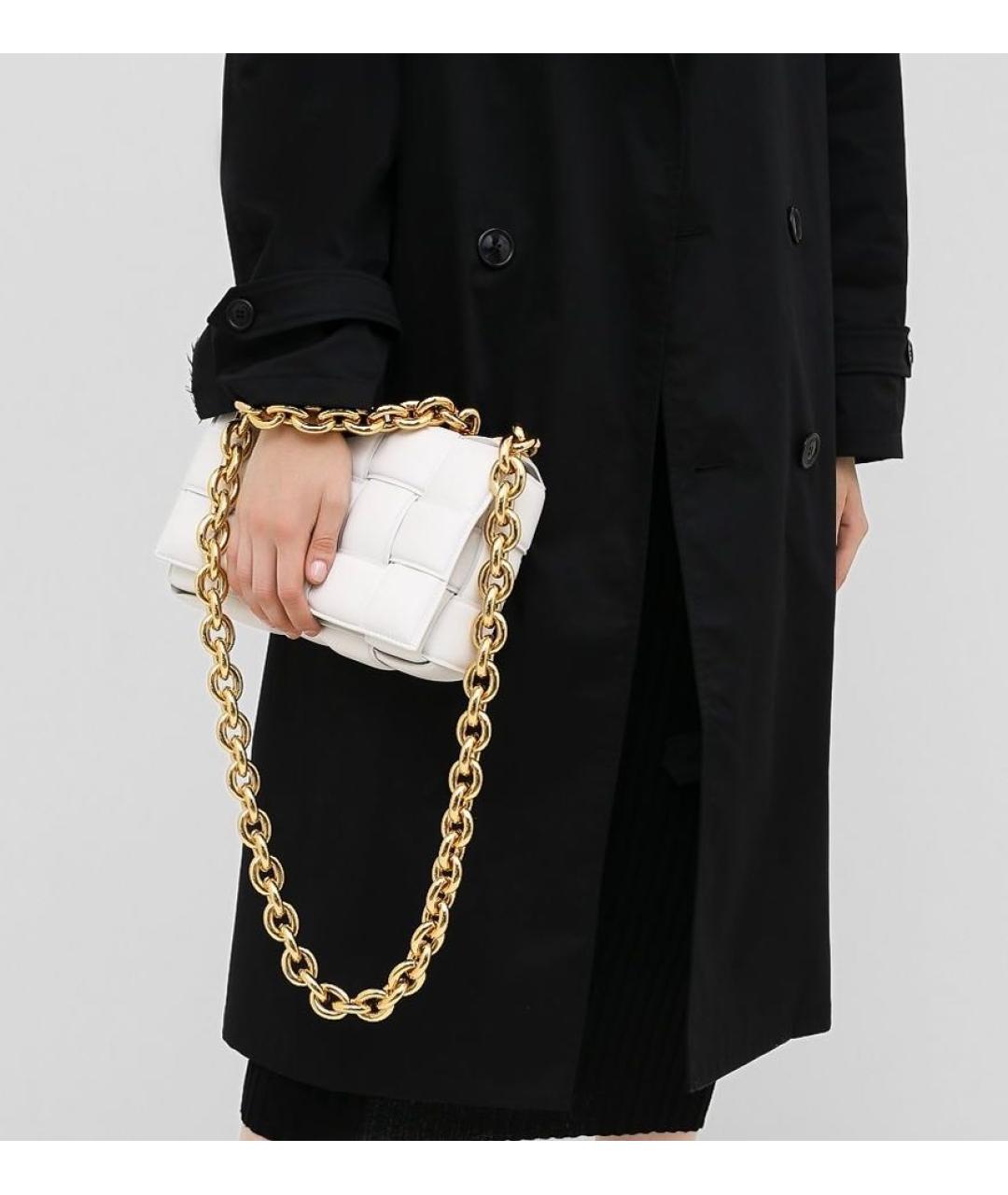 BOTTEGA VENETA Белая кожаная сумка через плечо, фото 5