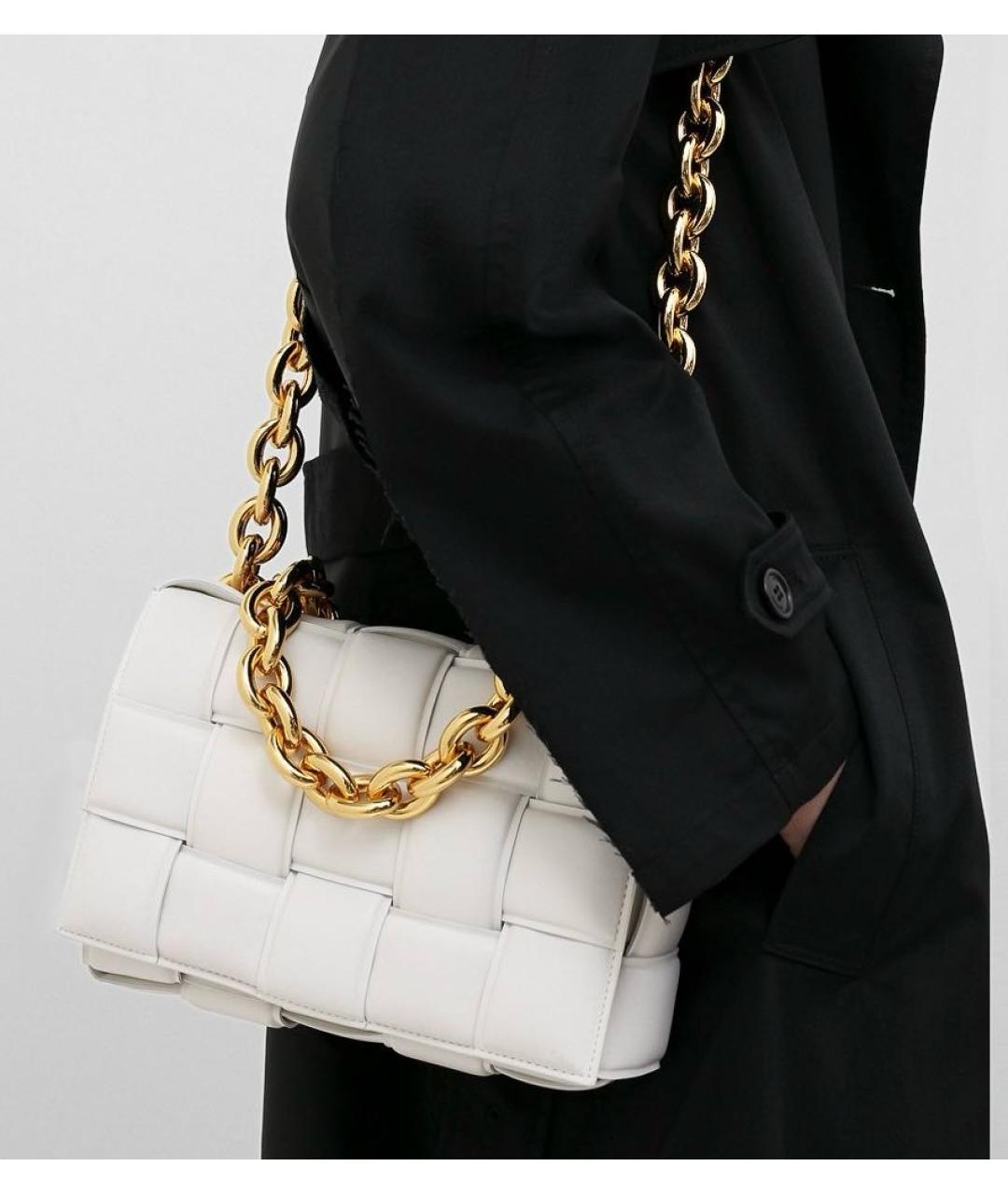 BOTTEGA VENETA Белая кожаная сумка через плечо, фото 6