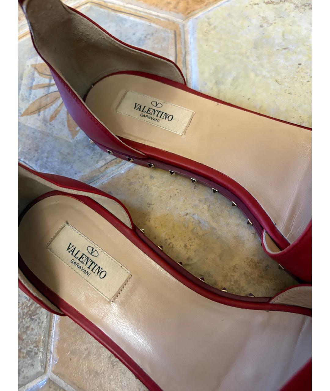 VALENTINO Бордовые кожаные босоножки, фото 5