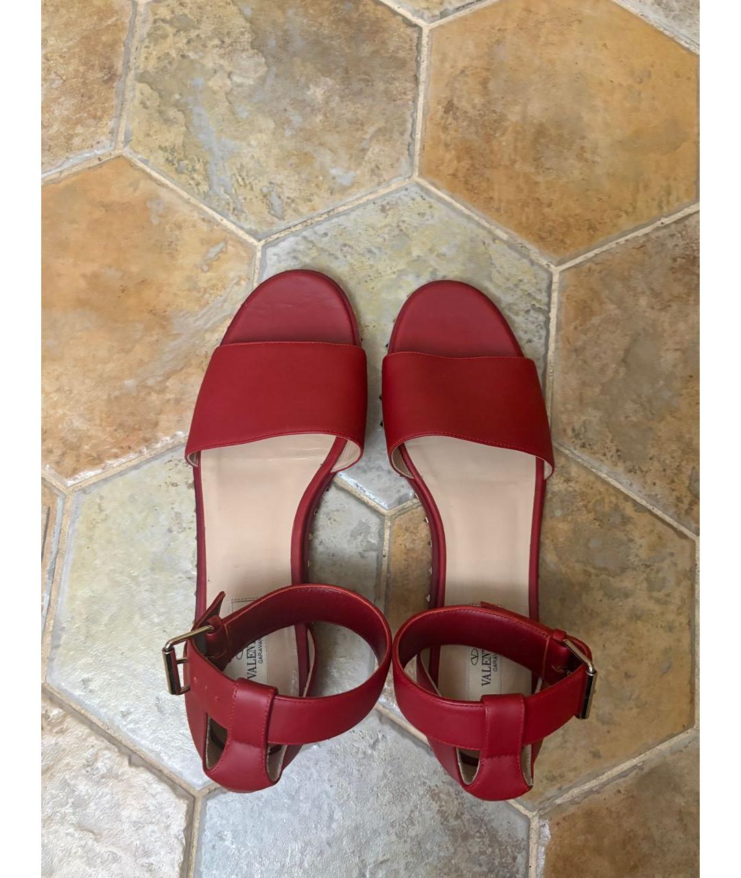 VALENTINO Бордовые кожаные босоножки, фото 3