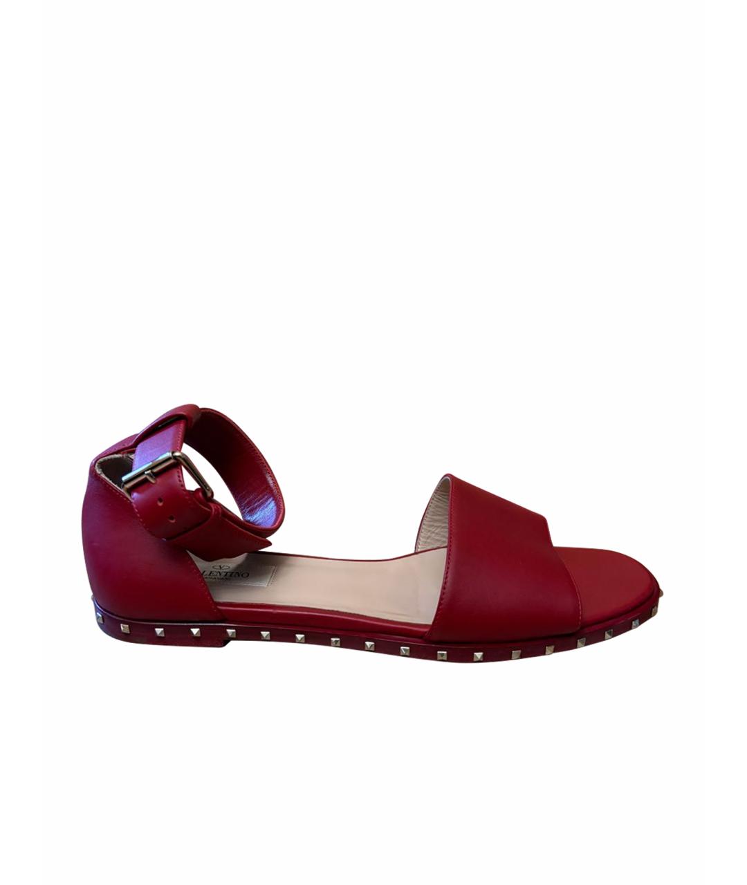 VALENTINO Бордовые кожаные босоножки, фото 7