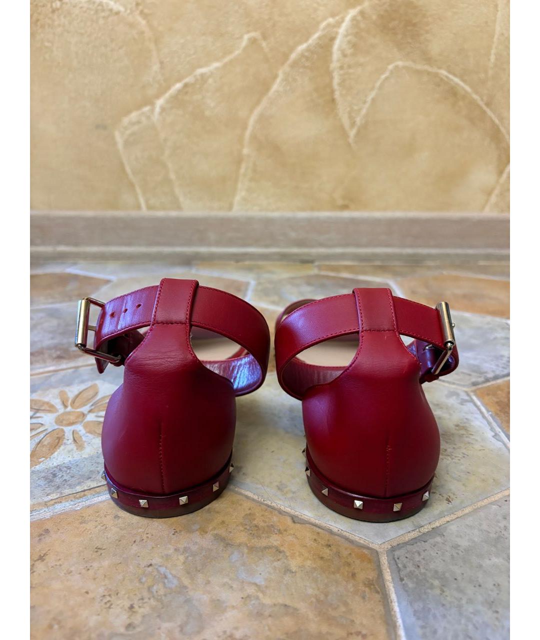 VALENTINO Бордовые кожаные босоножки, фото 4