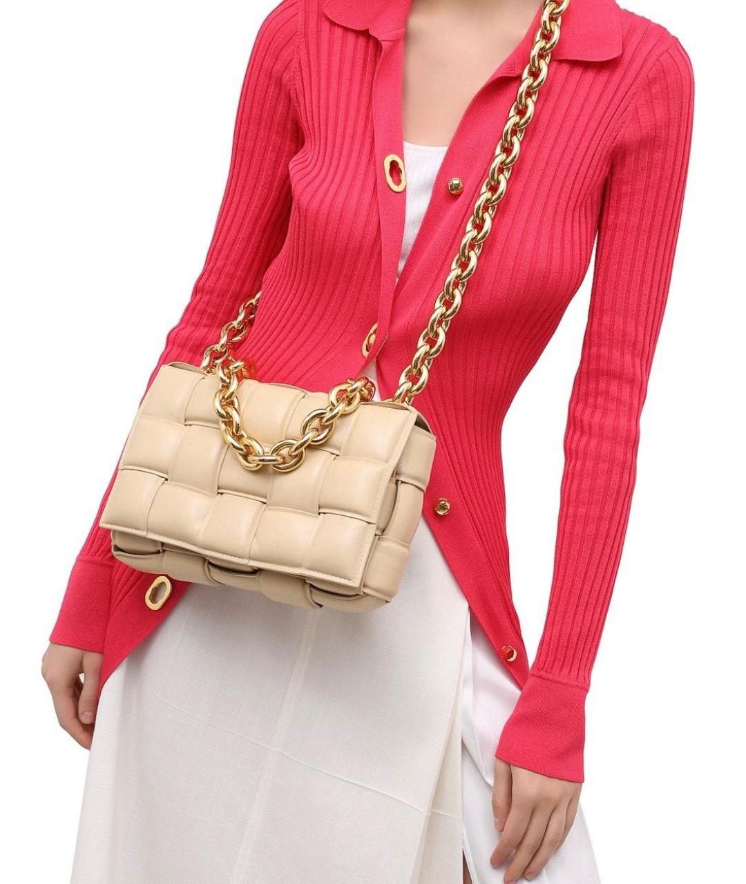 BOTTEGA VENETA Бежевая кожаная сумка через плечо, фото 5