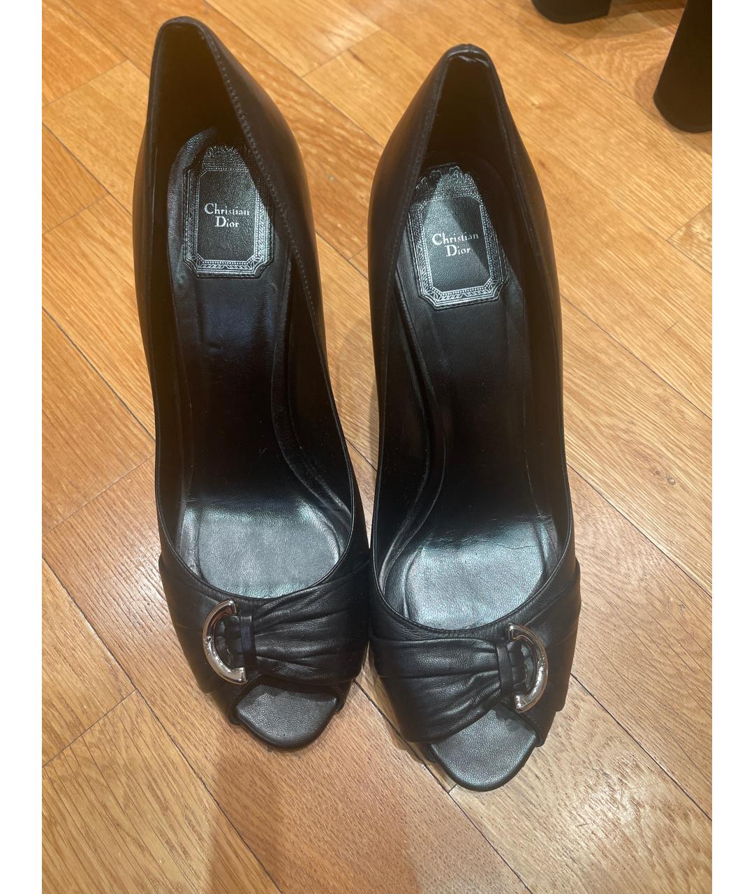 CHRISTIAN DIOR Черные кожаные босоножки, фото 2