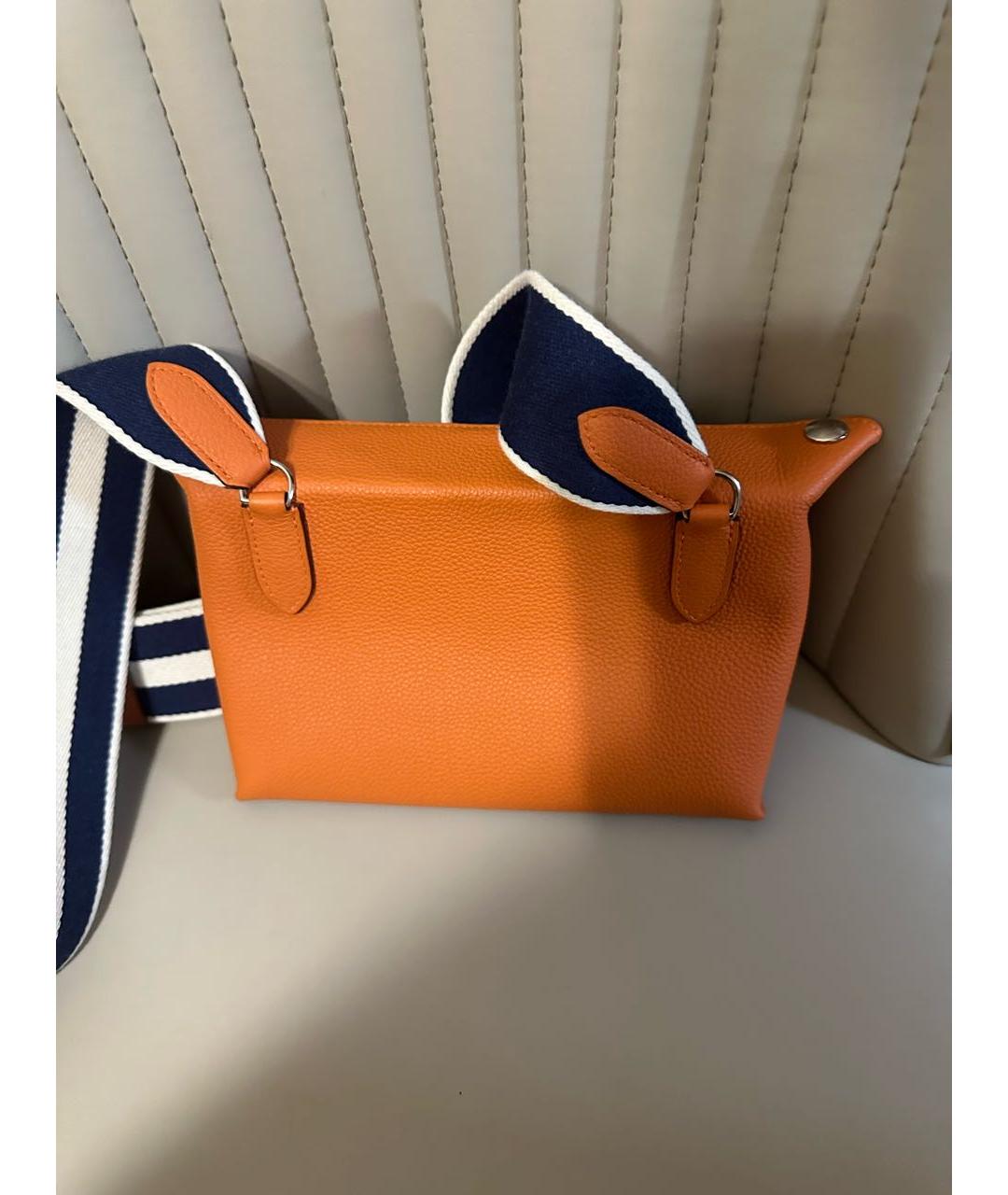 HERMES Оранжевая кожаная сумка через плечо, фото 2