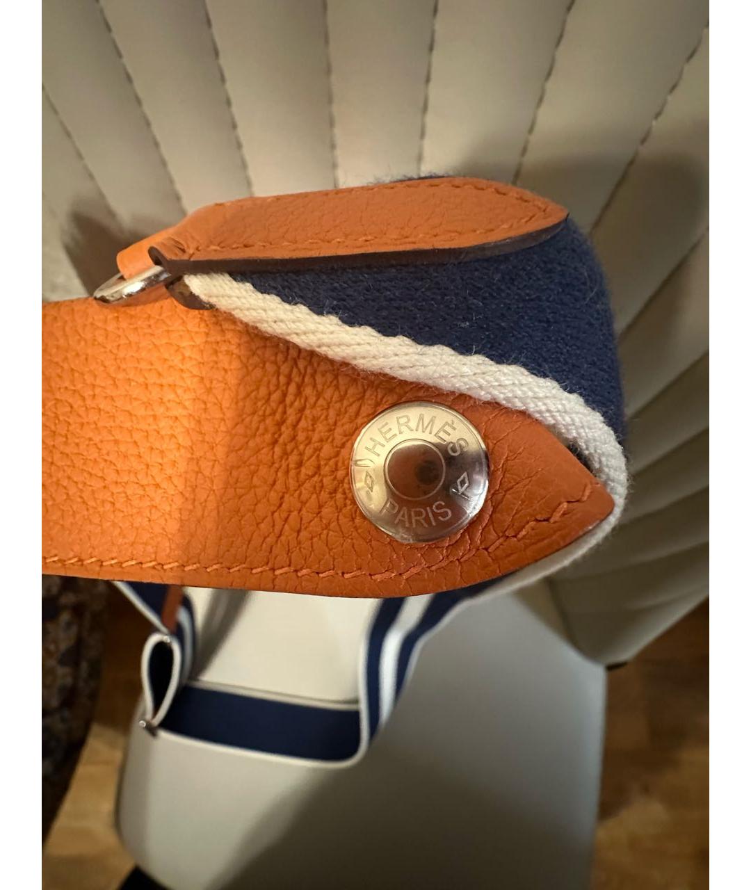 HERMES Оранжевая кожаная сумка через плечо, фото 3