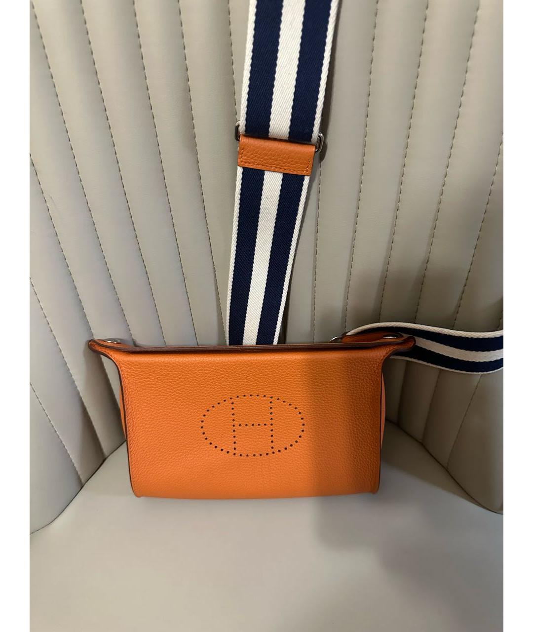 HERMES Оранжевая кожаная сумка через плечо, фото 5