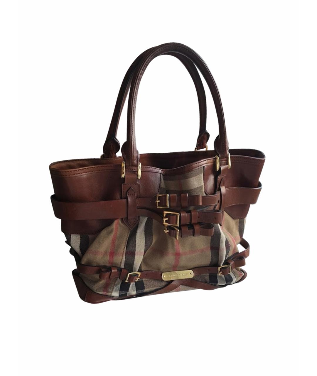 BURBERRY Бежевая кожаная сумка с короткими ручками, фото 1