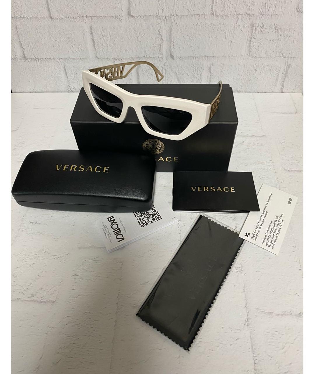 VERSACE Белые пластиковые солнцезащитные очки, фото 2