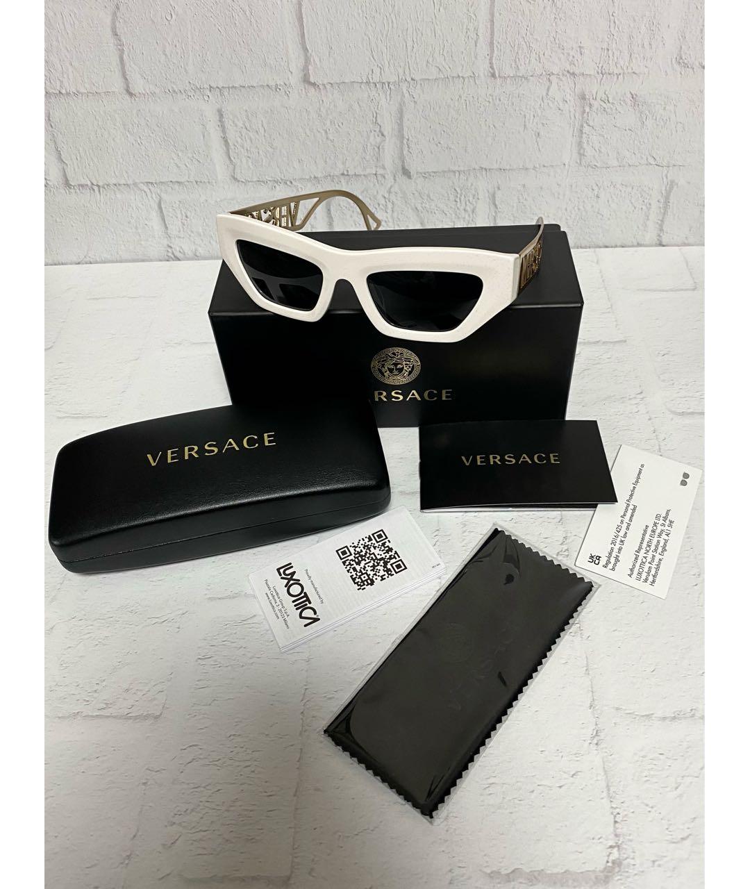 VERSACE Белые пластиковые солнцезащитные очки, фото 5