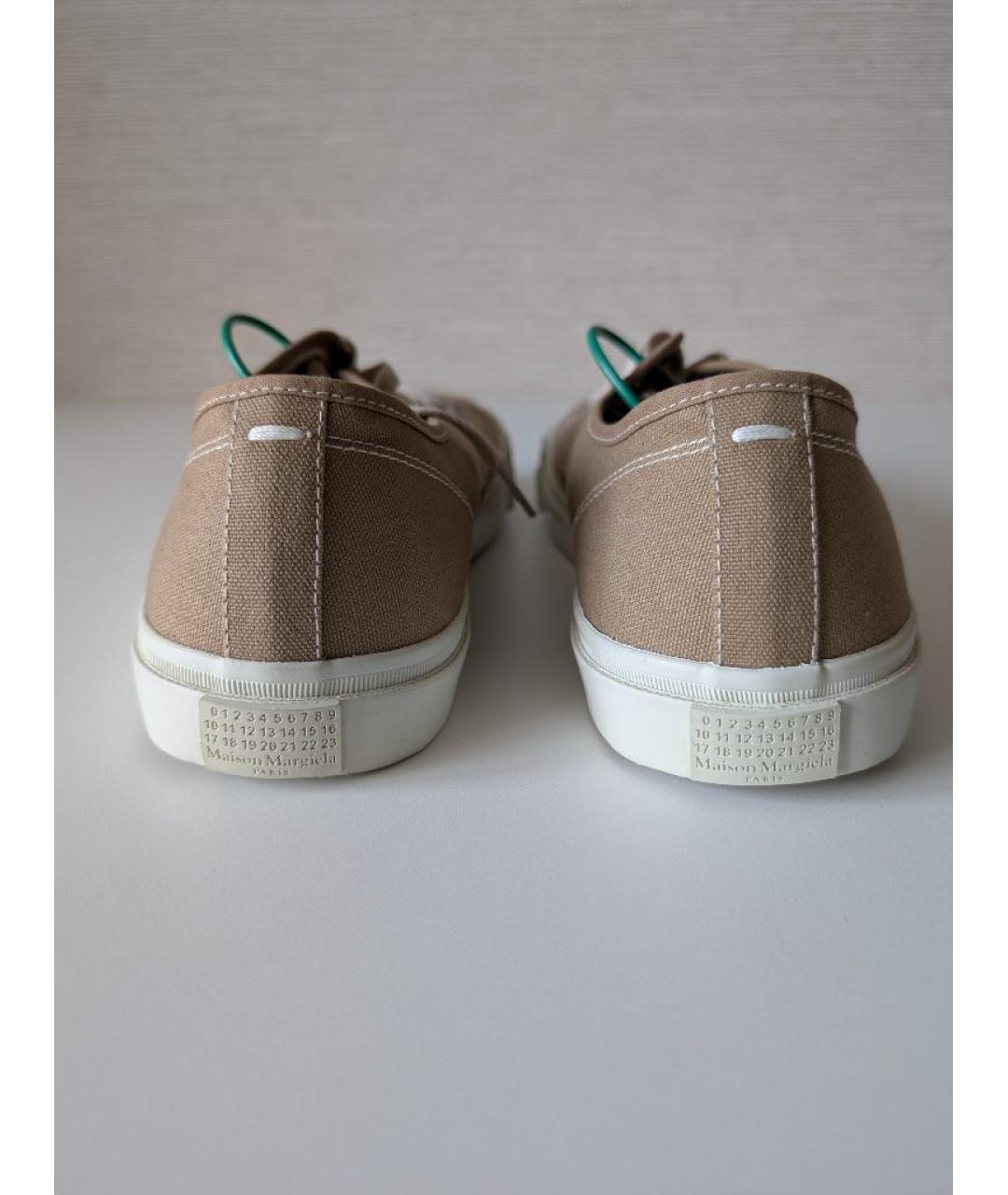 MAISON MARGIELA Коричневые текстильные низкие кроссовки / кеды, фото 5