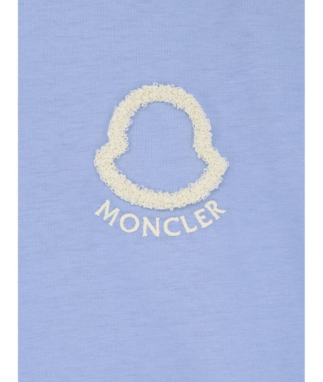 MONCLER Голубая хлопковая футболка, фото 3