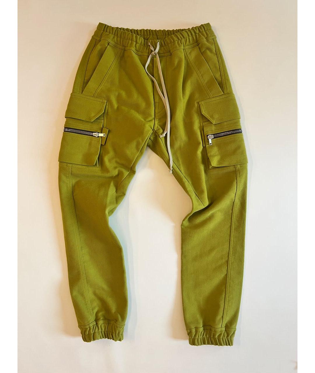 RICK OWENS Салатовые хлопковые повседневные брюки, фото 6