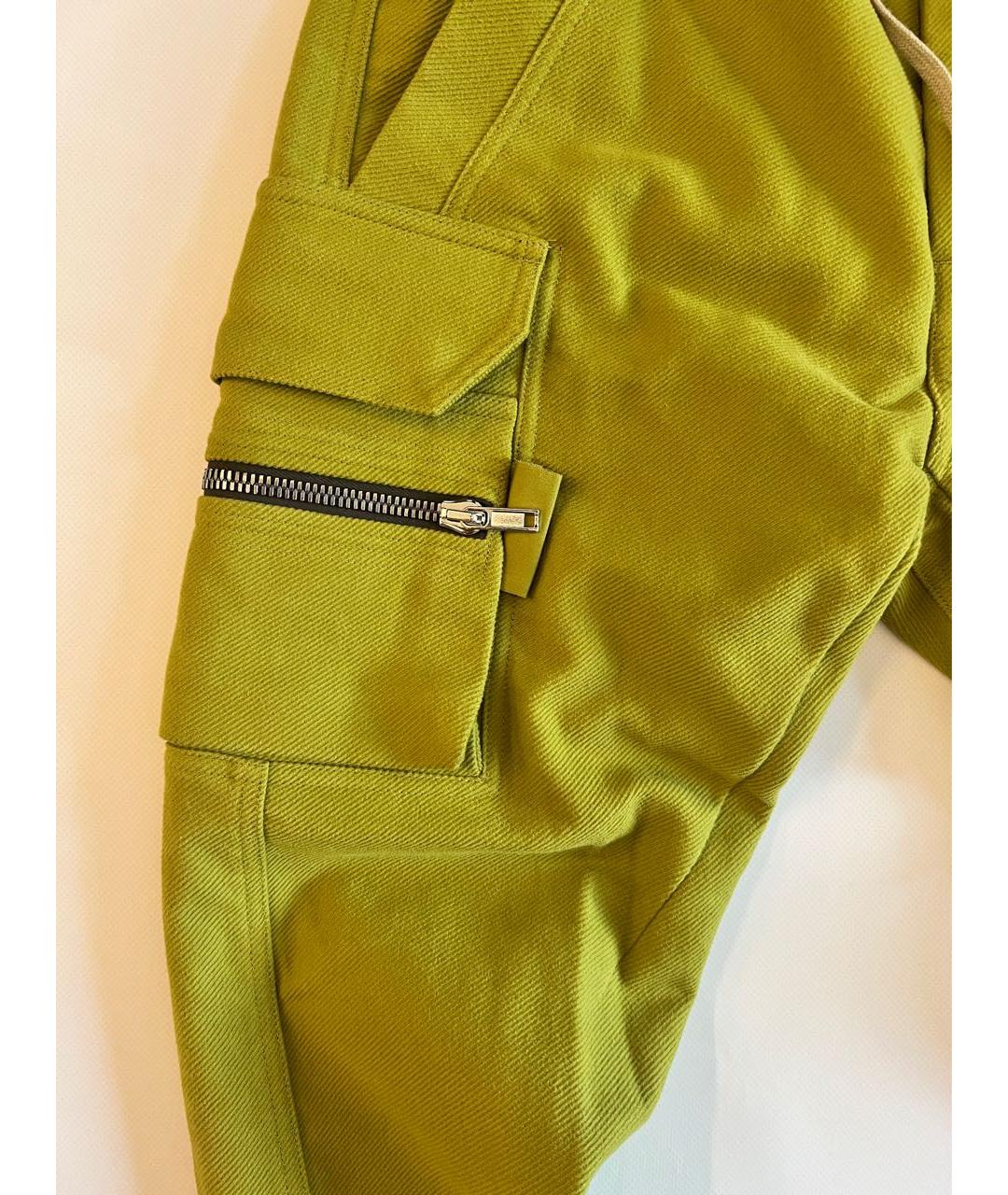 RICK OWENS Салатовые хлопковые повседневные брюки, фото 4