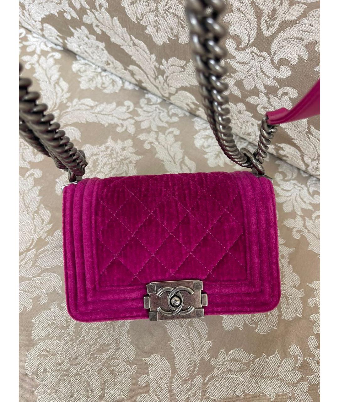 CHANEL Фуксия бархатная сумка через плечо, фото 6