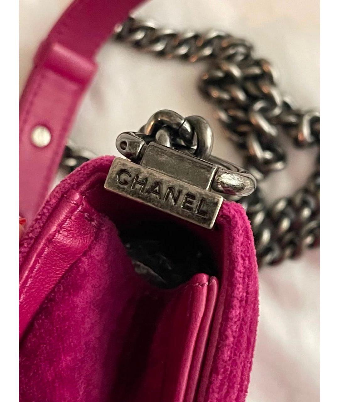 CHANEL Фуксия бархатная сумка через плечо, фото 3